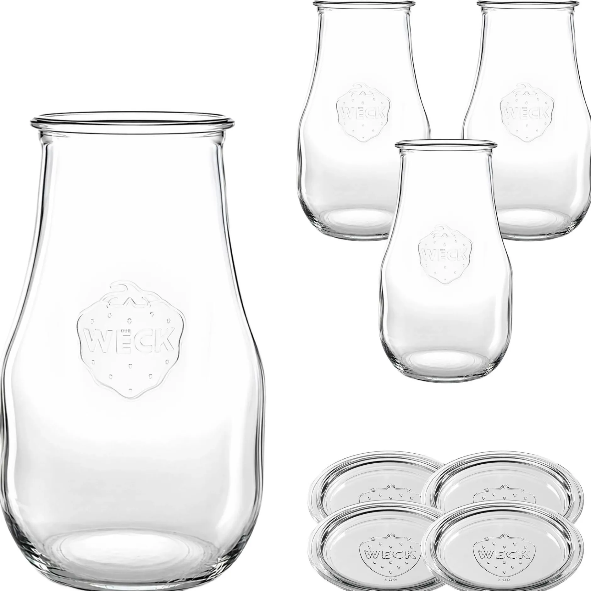 WECK-Tulpenglas 1750 ml mit Glasdeckel, 4 Stück