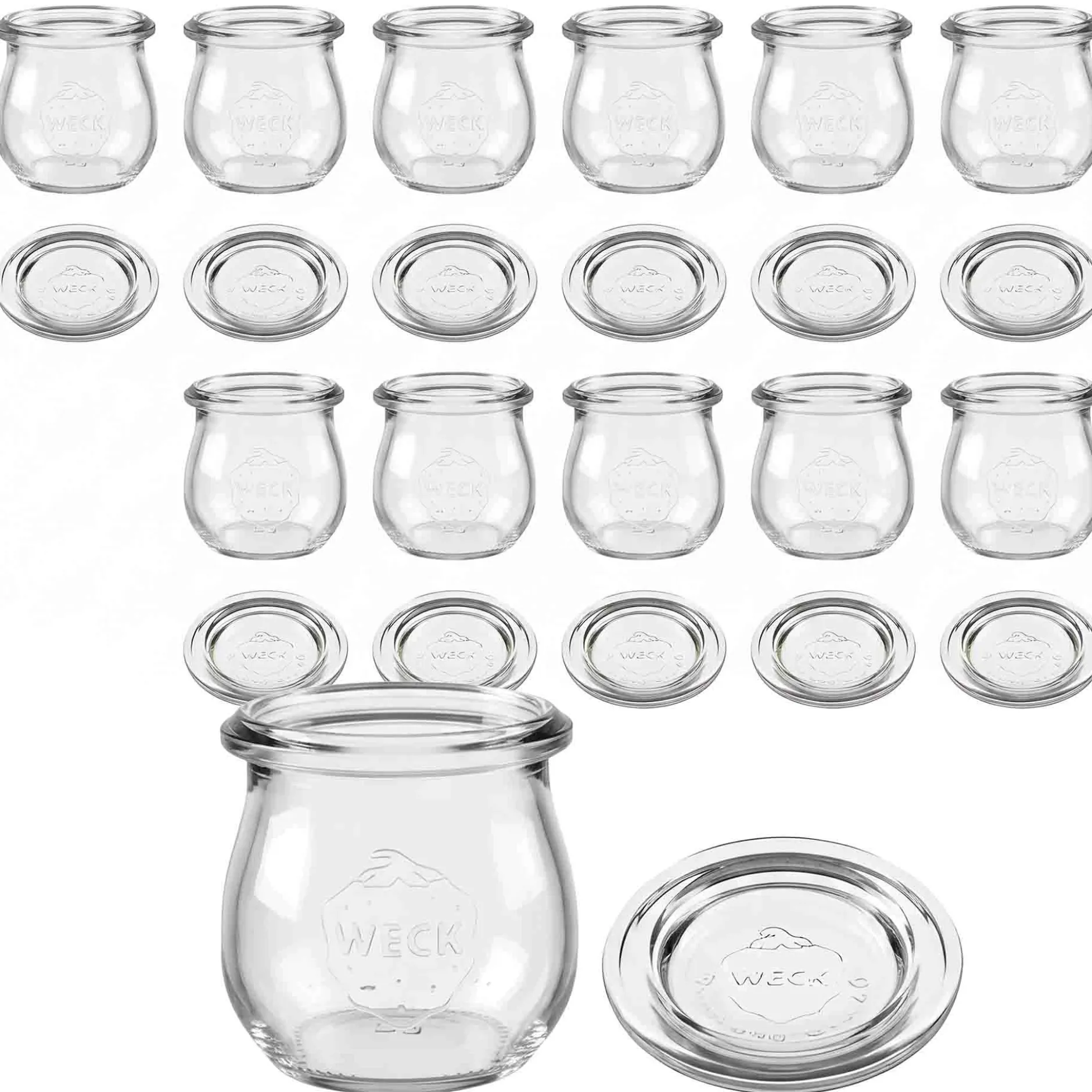 WECK-Tulpenglas 75 ml mit Glasdeckel, 12 Stück