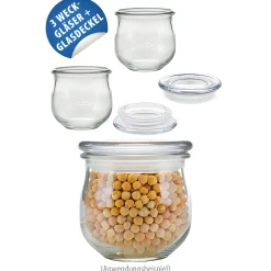 WECK-Tulpenglas 370 ml mit Glasdeckel, 3er Set