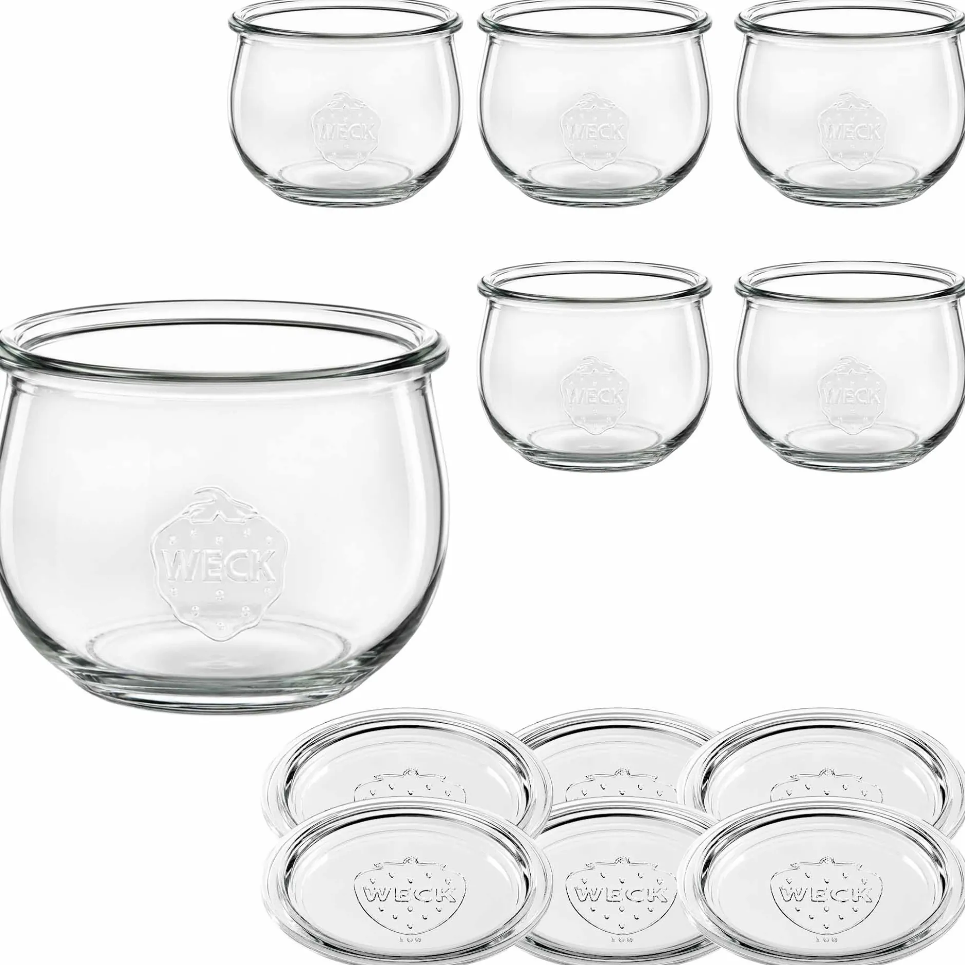 WECK-Tulpenglas 580 ml mit Glasdeckel, 6 Stück