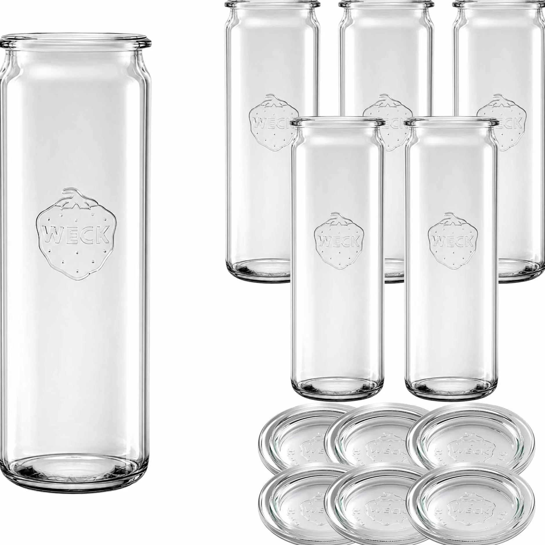 WECK-Zylinderglas 600 ml mit Glasdeckel, 6 Stück