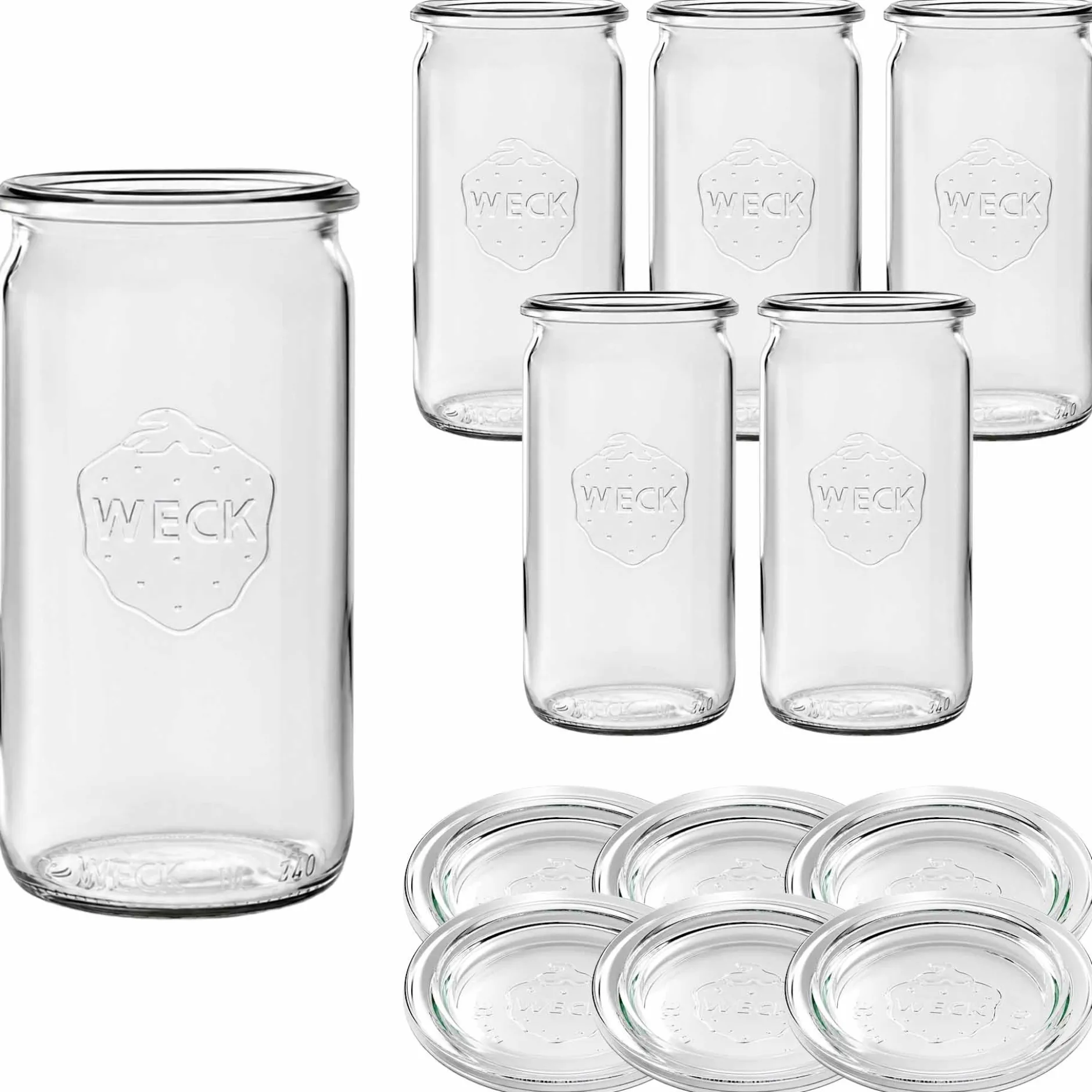 WECK-Zylinderglas 340 ml mit Glasdeckel, 6 Stück