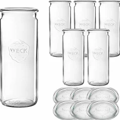 WECK-Zylinderglas 1040 ml mit Glasdeckel, 6 Stück